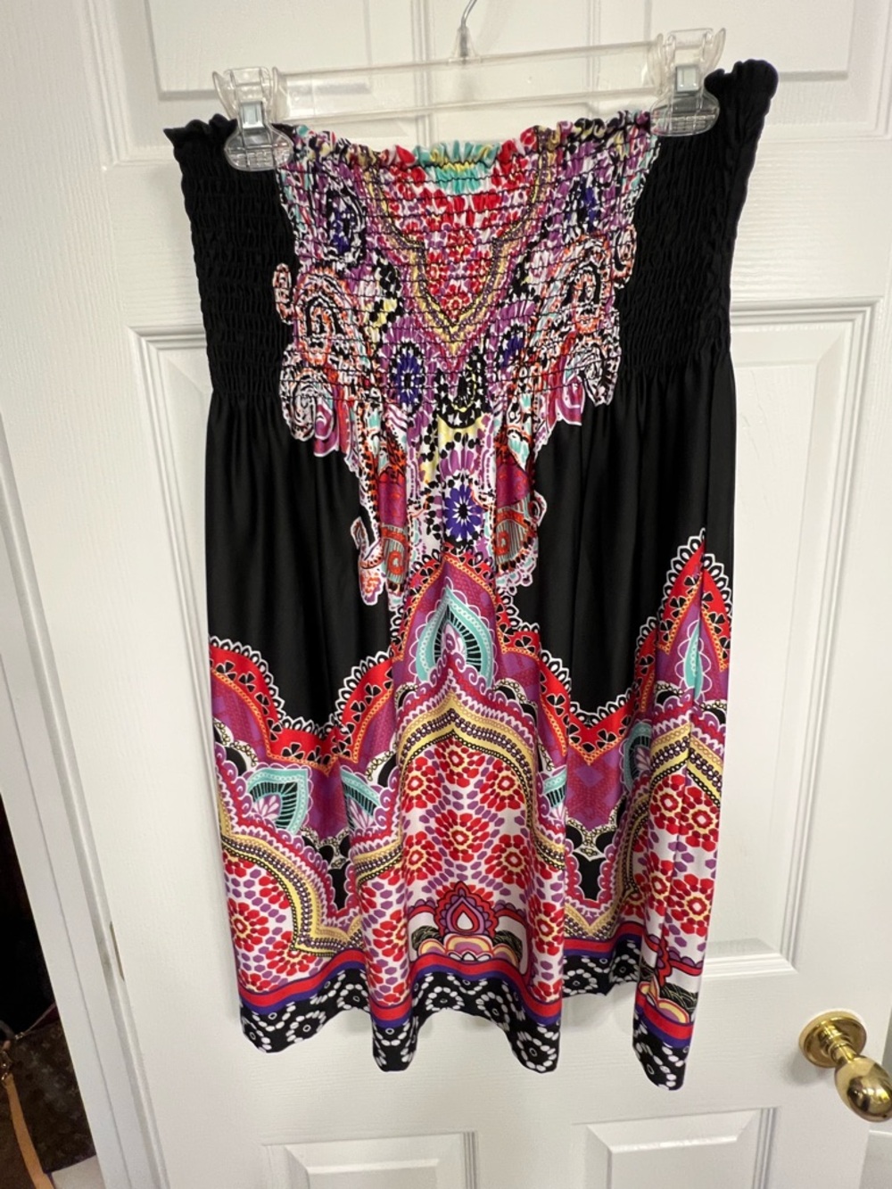 bailey blue Multicolor Smocked Strapless Dress with Black Accents